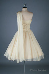 Vintage One Shoulder Organza Homecoming Dress