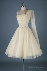 Vintage One Shoulder Organza Homecoming Dress