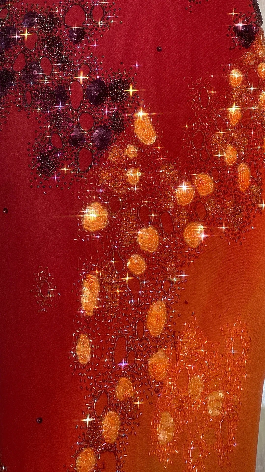Vintage Orange Chiffon Strap Mermaid Beaded Evening Gown Prom Dress