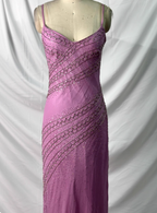 Vintage Pink Mermaid V-Neck Beaded Chiffon Long Prom Dress Evening Dress