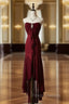 Vintage Red Mermaid Strapless Chiffon Formal Prom Dress Graduation Formal Prom Dress