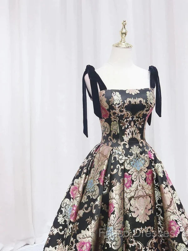 Vintage Satin Straps Floral Long Formal Long Dress Formal Prom Dress Secondary image
