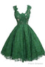 Vintage Scoop Knee-Length Sleeveless Hunter Lace Homecoming Dress