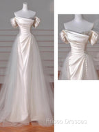 Vintage Sheath Off The Shoulder Satin Long Formal Prom Dress Party Evening Dress