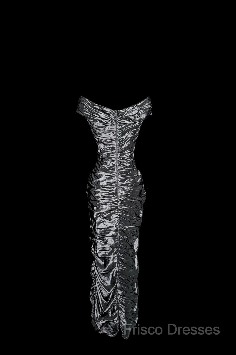Vintage Sheath Off The Shoulder Silver Gray Sleeveless Long Formal Prom Gown Fairy Formal Prom Dress Secondary image