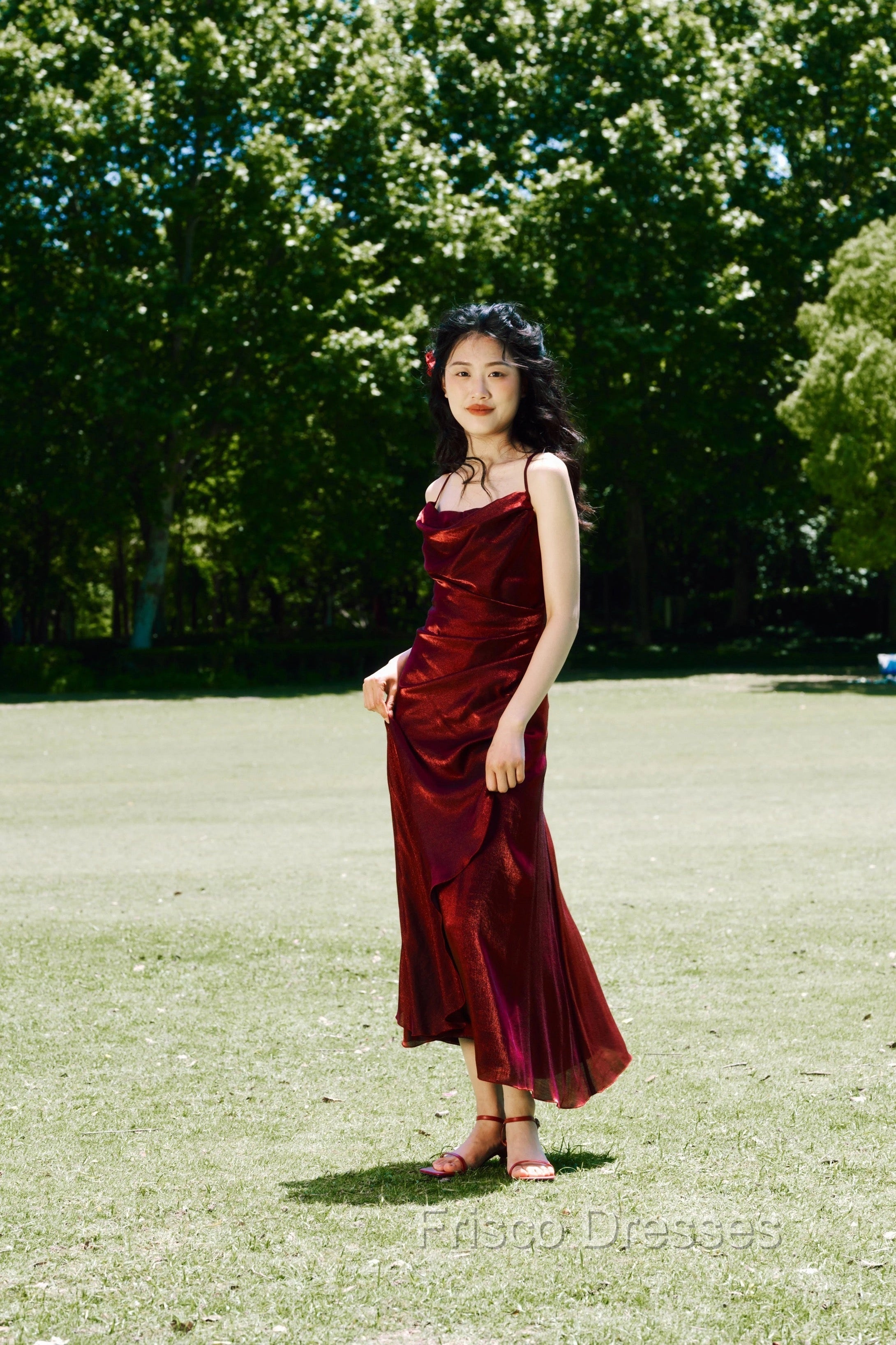 Vintage Sheath Spaghetti Straps Burgundy Ankle Length Formal Prom Dress Birthday Outfits