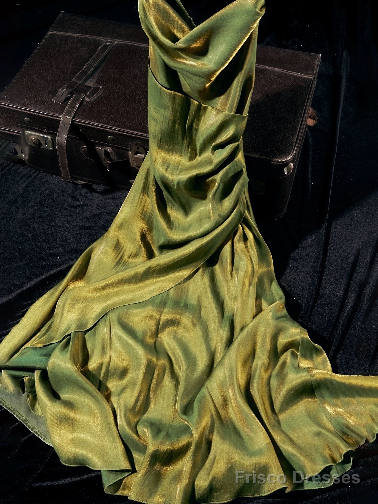 Vintage Sheath Spaghetti Straps Green Ankle Length Prom Dresses Birthday Outfits Main image