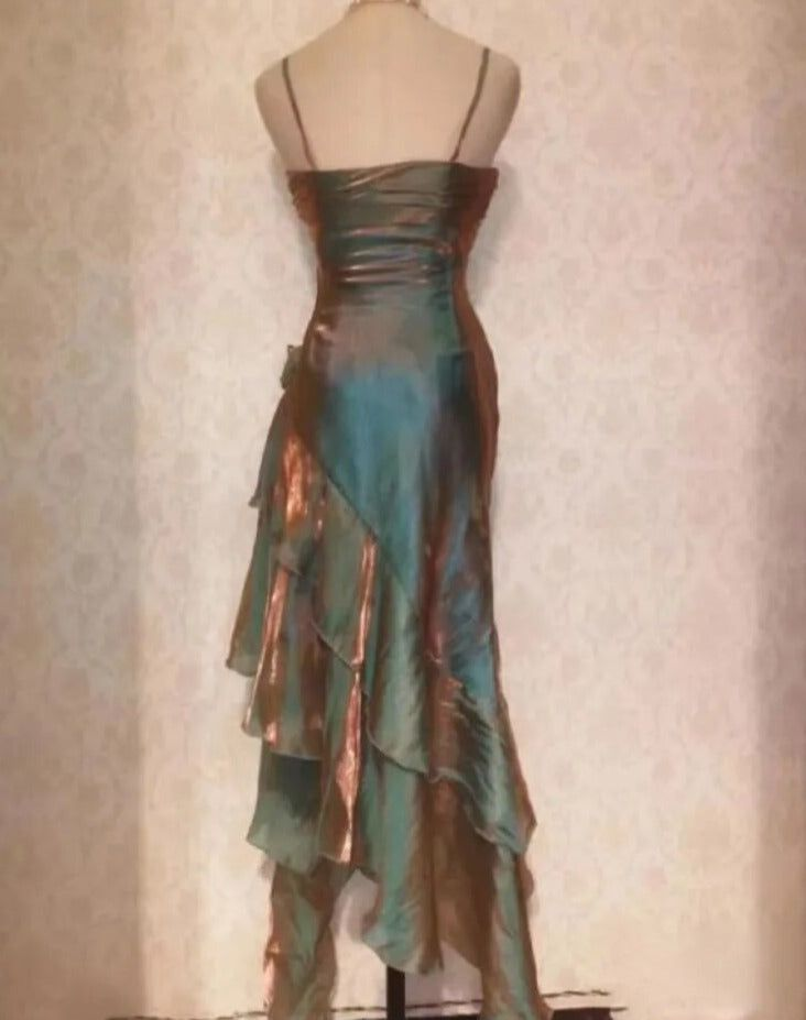 Vintage Spaghetti Straps Asymmetrical Midi Length Party Dress Secondary image