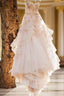 Vintage Strapless Sweetheart Neckline Flower Tulle Wedding Dress