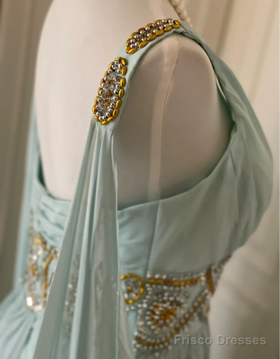 Vintage Tiffany Blue V-Neck A-Line Beaded Chiffon Long Prom Dress Even Frisco Dresses Vintage Tiffany Blue V-Neck A-Line Beaded Chiffon Long Prom Dress Even Frisco Dresses