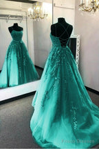 Violet Purple Lace Long Prom Dresses A Line Evening Gown