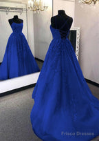 Violet Purple Lace Long Prom Dresses A Line Evening Gown