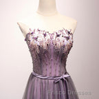 Pruple Tulle Sweetheart Neck Long Formal Prom Dress, Evening Dress
