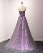 Pruple Tulle Sweetheart Neck Long Formal Prom Dress, Evening Dress