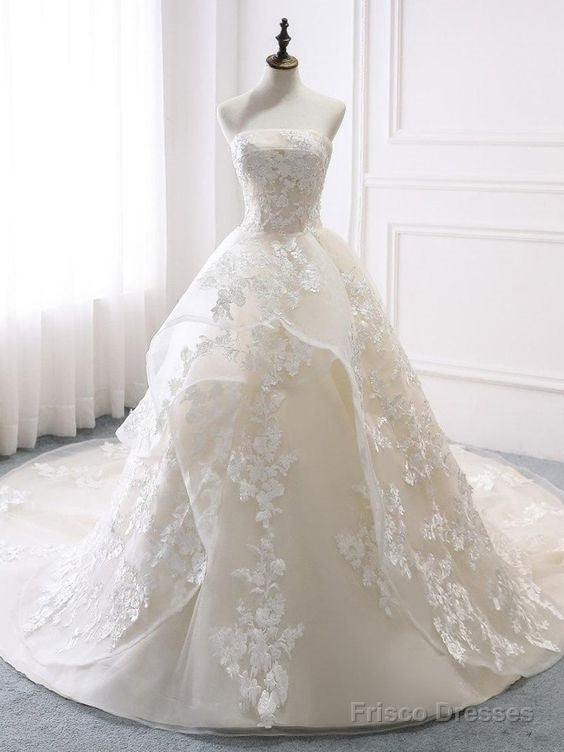 Wedding Dress Champagne Wedding Dress Unique Wedding Gown Lace Wedding Dress Princess Gown Prom Dress Main image