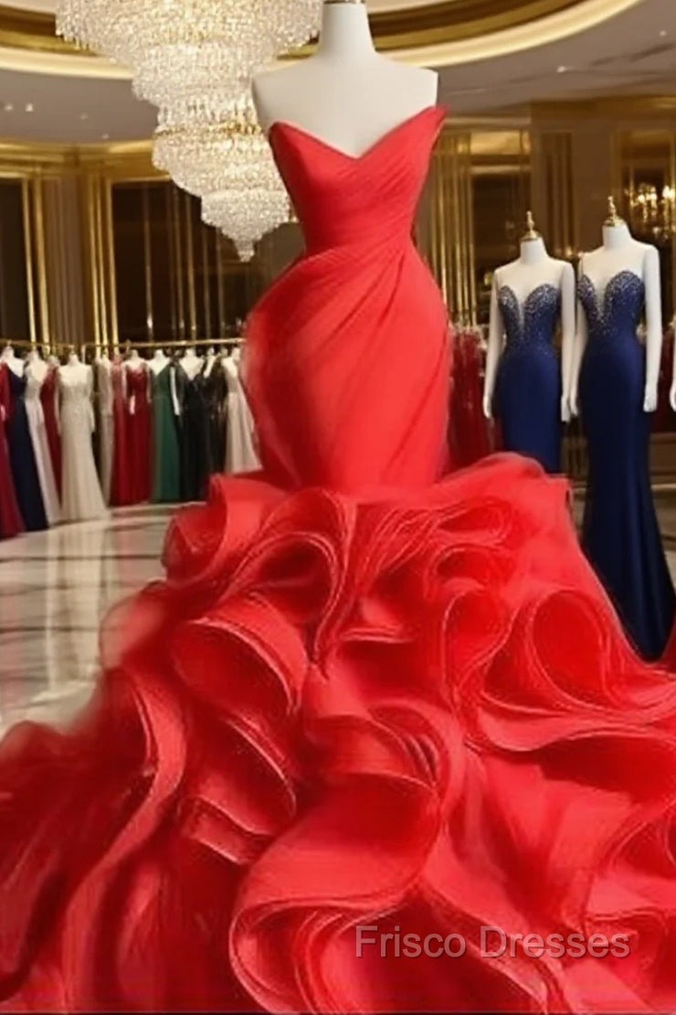 Wedding Dress Long Train Organza Tiered Skirt Ruffled Plus Size Formal Prom Gown