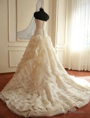Weitese Formal WomenS Dresses Ivory Elegant Strapless Puffy Tiered Ball Gown Prom Dress Wedding Dress Prom Dress Stores