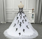 Weitese Formal WomenS Dress Strapless Beautiful White And Black Long Formal Prom Dress Ball Gown Wedding Dress Formal Prom Clothing