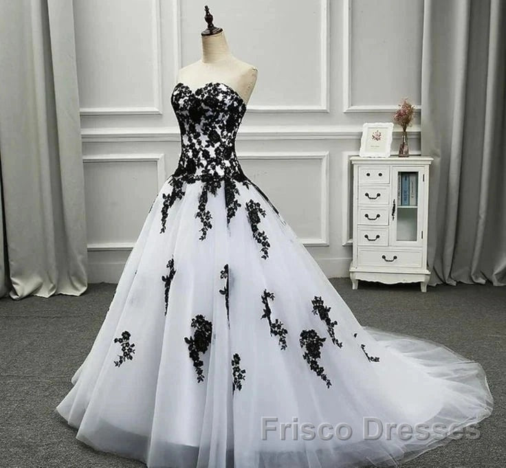 Weitese Formal WomenS Dress Strapless Beautiful White And Black Long Formal Prom Dress Ball Gown Wedding Dress Formal Prom Clothing