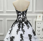 Weitese Formal WomenS Dress Strapless Beautiful White And Black Long Formal Prom Dress Ball Gown Wedding Dress Formal Prom Clothing