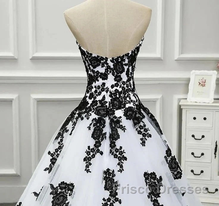 Weitese Formal WomenS Dress Strapless Beautiful White And Black Long Formal Prom Dress Ball Gown Wedding Dress Formal Prom Clothing