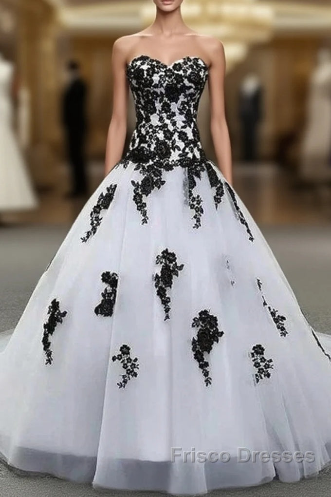 Weitese Formal WomenS Dress Strapless Beautiful White And Black Long Formal Prom Dress Ball Gown Wedding Dress Formal Prom Clothing Main image