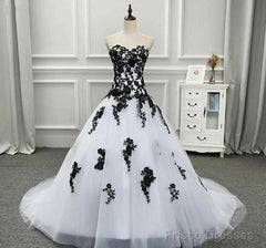 Weitese Formal WomenS Dresses Strapless Beautiful White And Black Long Prom Dress Ball Gown Wedding Dress Prom Clothing