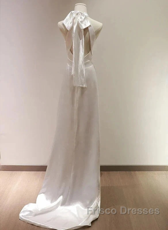 Weitese Formal WomenS Dress White Halter Light Wedding Dress Bride Dress Fishtail Evening Dress Formal Prom Dress Stores