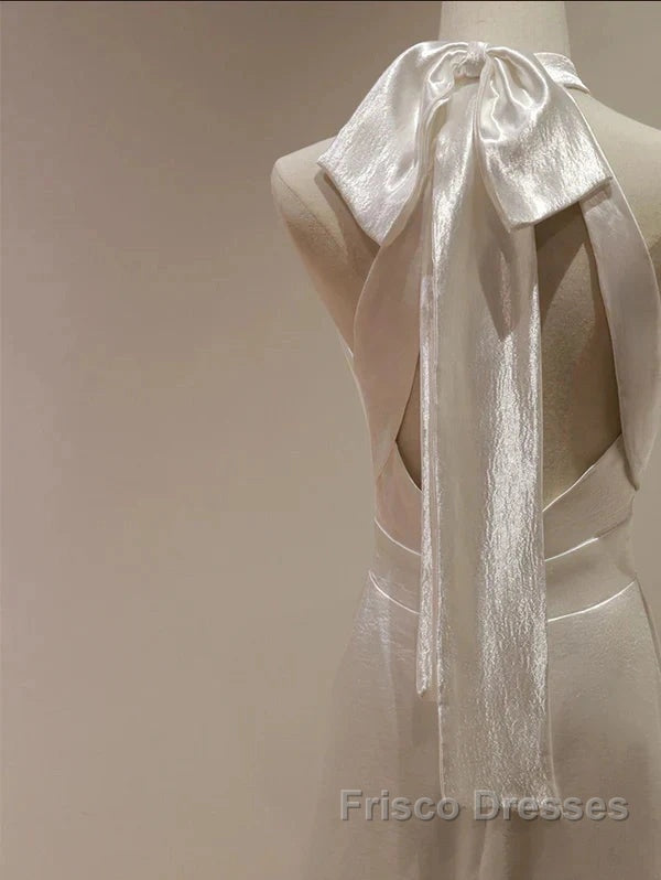 Weitese Formal WomenS Dress White Halter Light Wedding Dress Bride Dress Fishtail Evening Dress Formal Prom Dress Stores