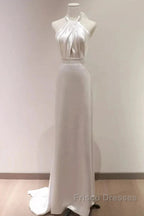 Weitese Formal WomenS Dress White Halter Light Wedding Dress Bride Dress Fishtail Evening Dress Formal Prom Dress Stores