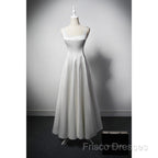 White A Line Satin Formal Prom Dress French Style Formal Dress