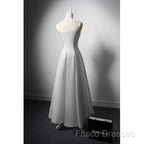 White A Line Satin Formal Prom Dress French Style Formal Dress