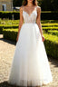 White A Line Spaghetti Straps Engagement Dress With Lace