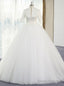 White Ball Gown Satin Tulle High Neck Short Sleeve Wedding Dress With Bow