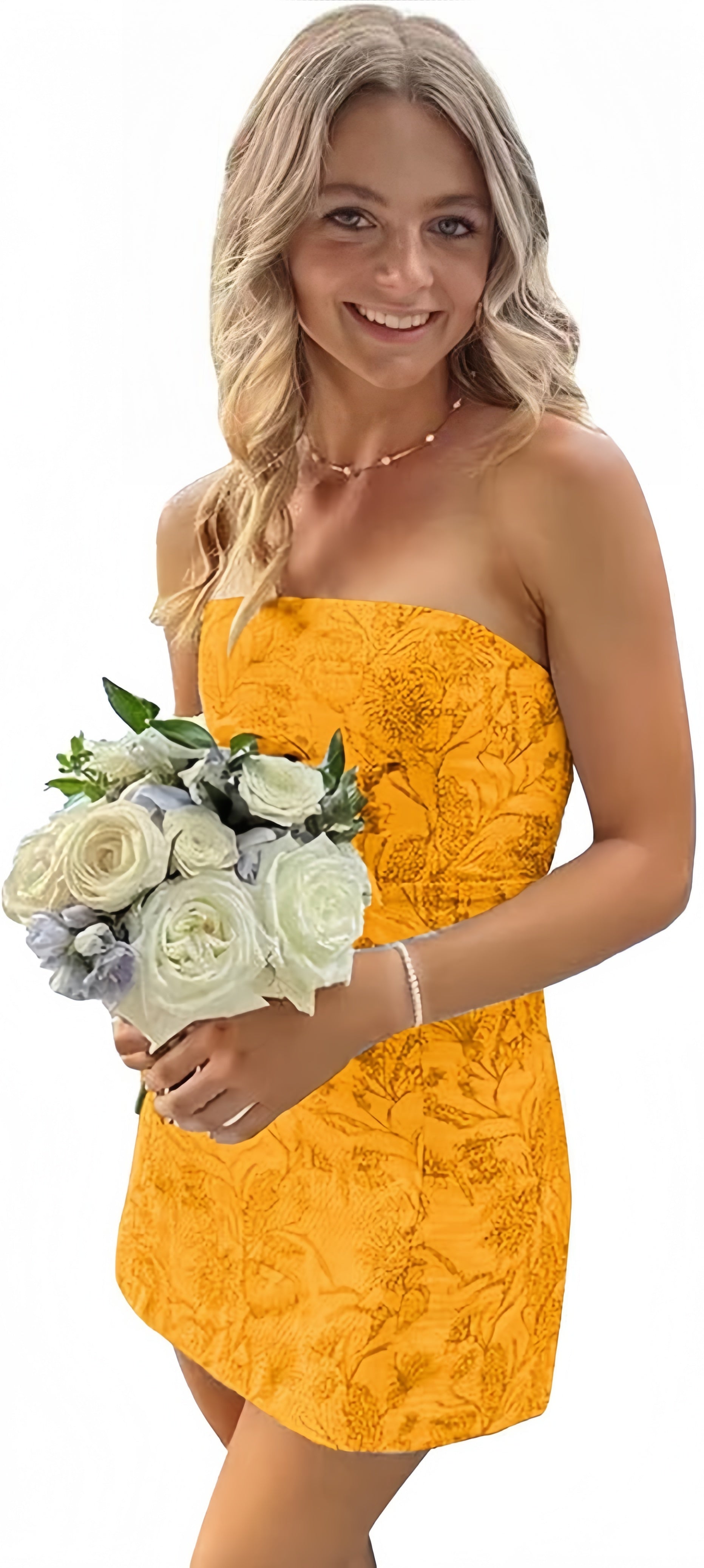 White Blue Floral Homecoming Dresses Strapless Short Prom Dresses,