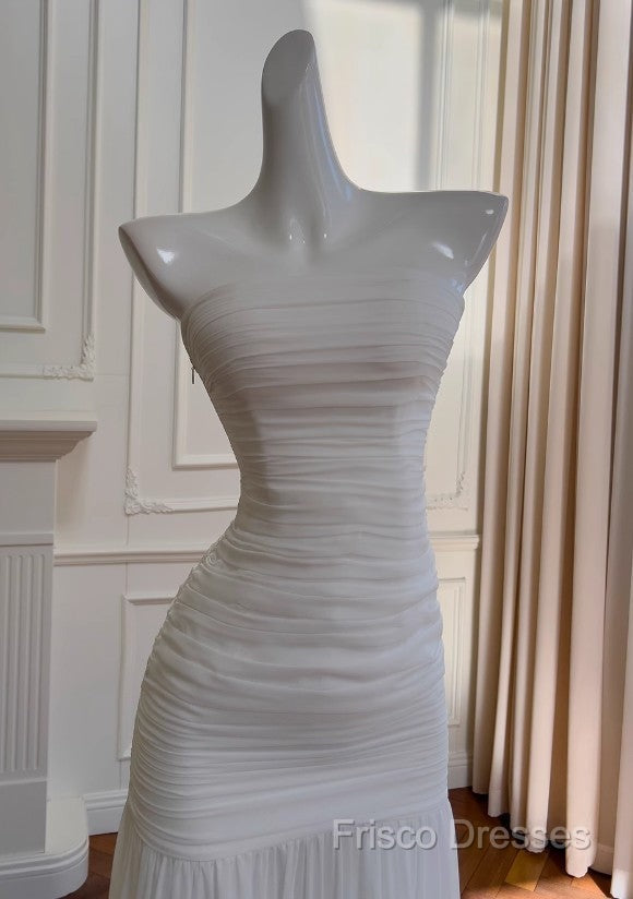 White Bodycon Dress Strapless Chiffon Long Formal Prom Dress Simple Formal Dress Secondary image