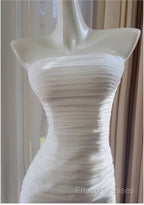 White Bodycon Dress Strapless Chiffon Long Formal Prom Dress Simple Formal Dress