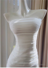 White Bodycon Dress Strapless Chiffon Long Prom Dress Simple Evening Dress