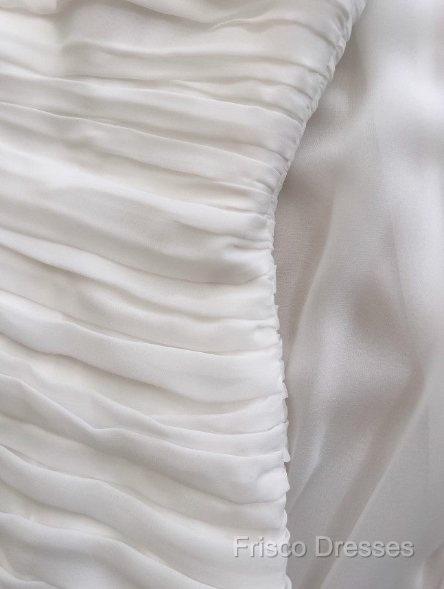 White Bodycon Dress Strapless Chiffon Long Formal Prom Dress Simple Formal Dress