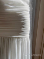 White Bodycon Dress Strapless Chiffon Long Formal Prom Dress Simple Formal Dress