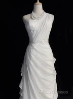 White Bodycon Satin Tulle Long Formal Prom Dress Simple Wedding Dress
