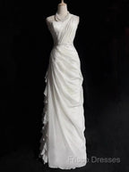 White Bodycon Satin Tulle Long Formal Prom Dress Simple Wedding Dress