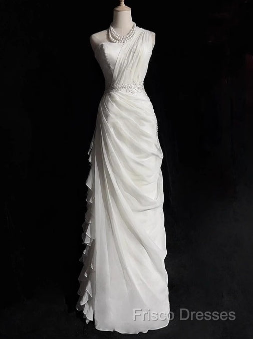 White Bodycon Satin Tulle Long Formal Prom Dress Simple Wedding Dress