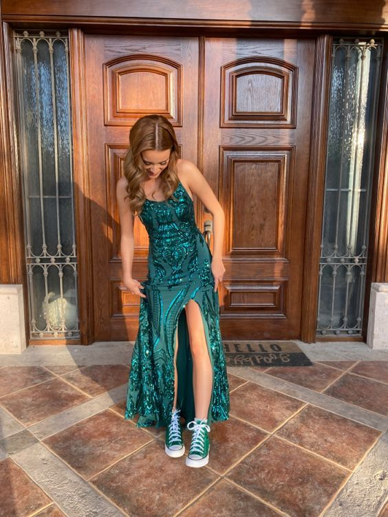 Green Slit Prom Dresses Long Evening Dresses Secondary image