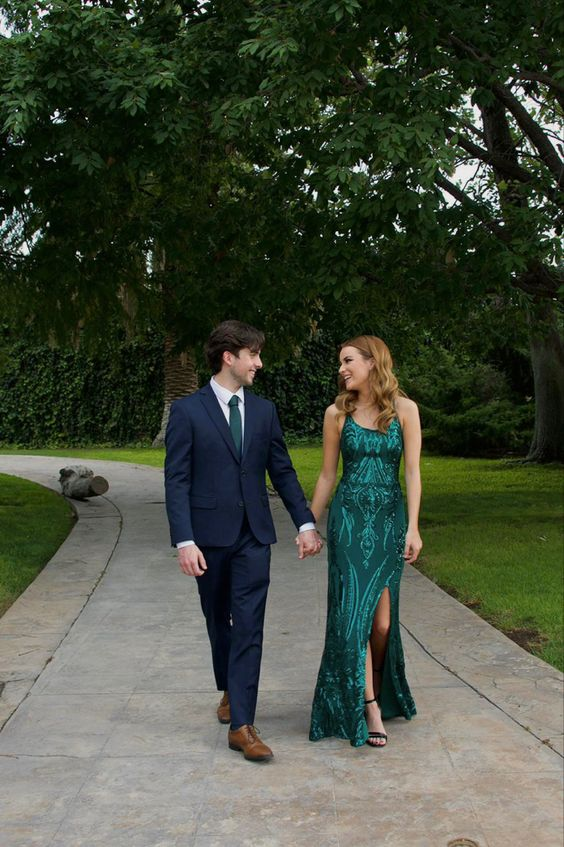Green Slit Prom Dresses Long Evening Dresses Main image
