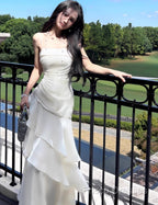 White Enchanted Formal Prom Dress For Party&Birthday&Graduation-Ruffled Layered Fairytale Formal Dress