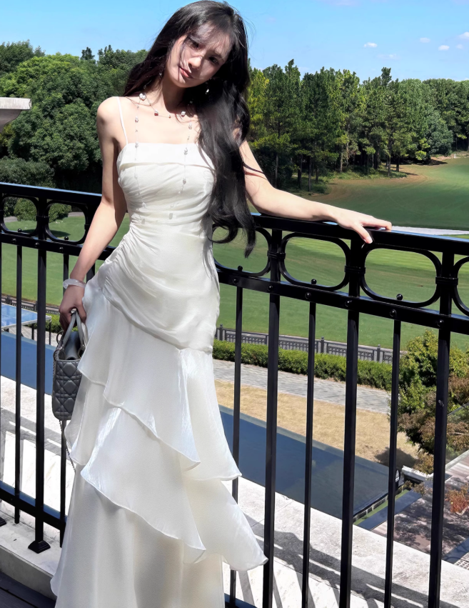Vintage-Inspired Birthday Party Dresses Under $160 White Ruffled Layered Fairytale Graduation Prom Dresses