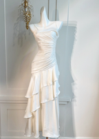 Vintage-Inspired Birthday Party Dresses Under $160 White Ruffled Layered Fairytale Graduation Prom Dresses