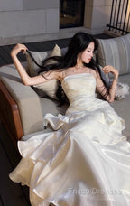 White Enchanted Formal Prom Dress For Party&Birthday&Graduation-Ruffled Layered Fairytale Formal Dress