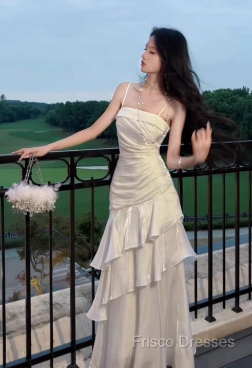 White Enchanted Formal Prom Dress For Party&Birthday&Graduation-Ruffled Layered Fairytale Formal Dress